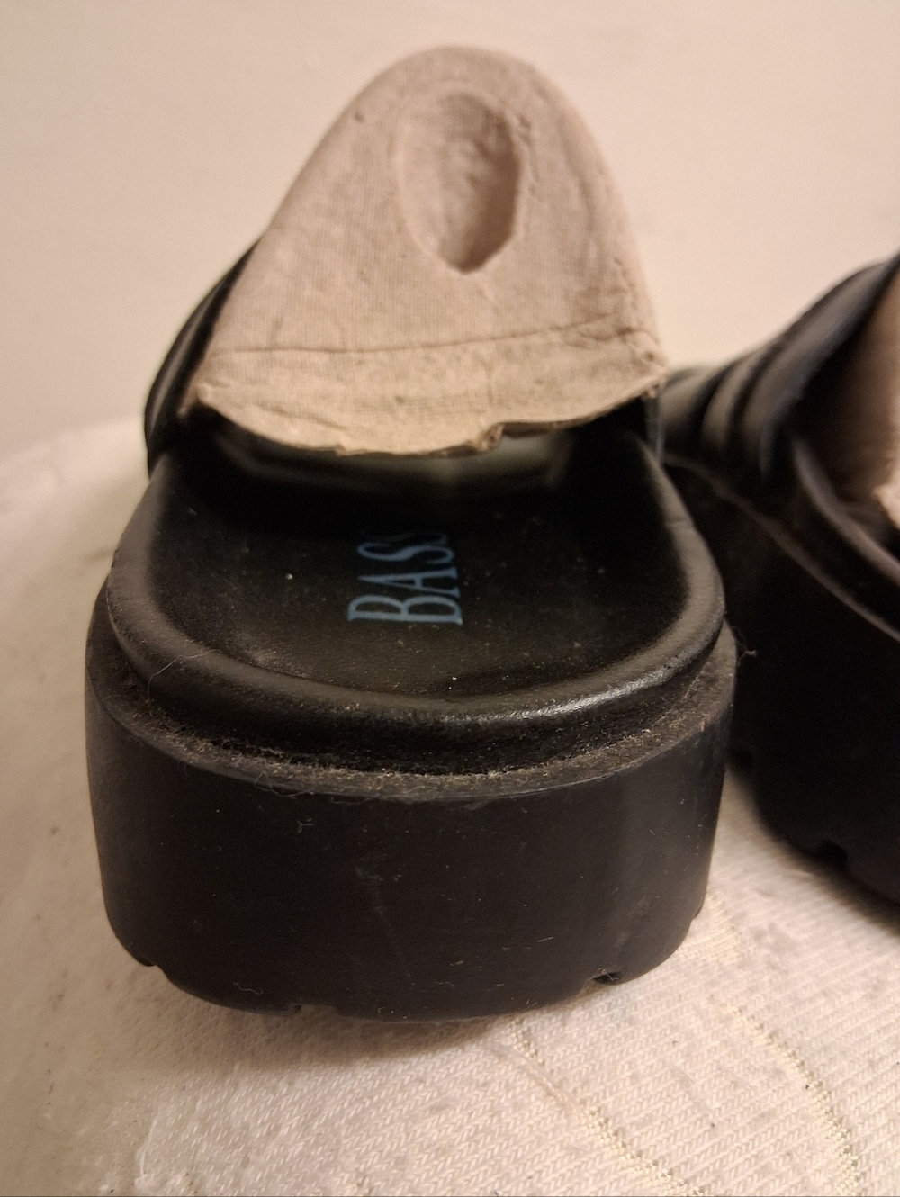 Mens BASS Black Leather Slide Sandals size 7 - Picture 5 of 16